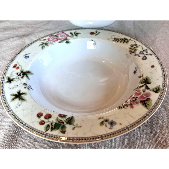 Wedgwood "Fleur" Fine China Replacement Soup Bowl VTG '97 Floral Design 9" Japan - Picture 1 of 12